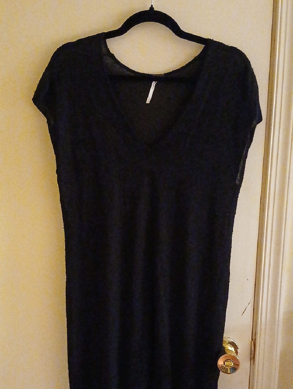 Free People Black V-Neck Tunic Top/Cover Up/Mini Dress